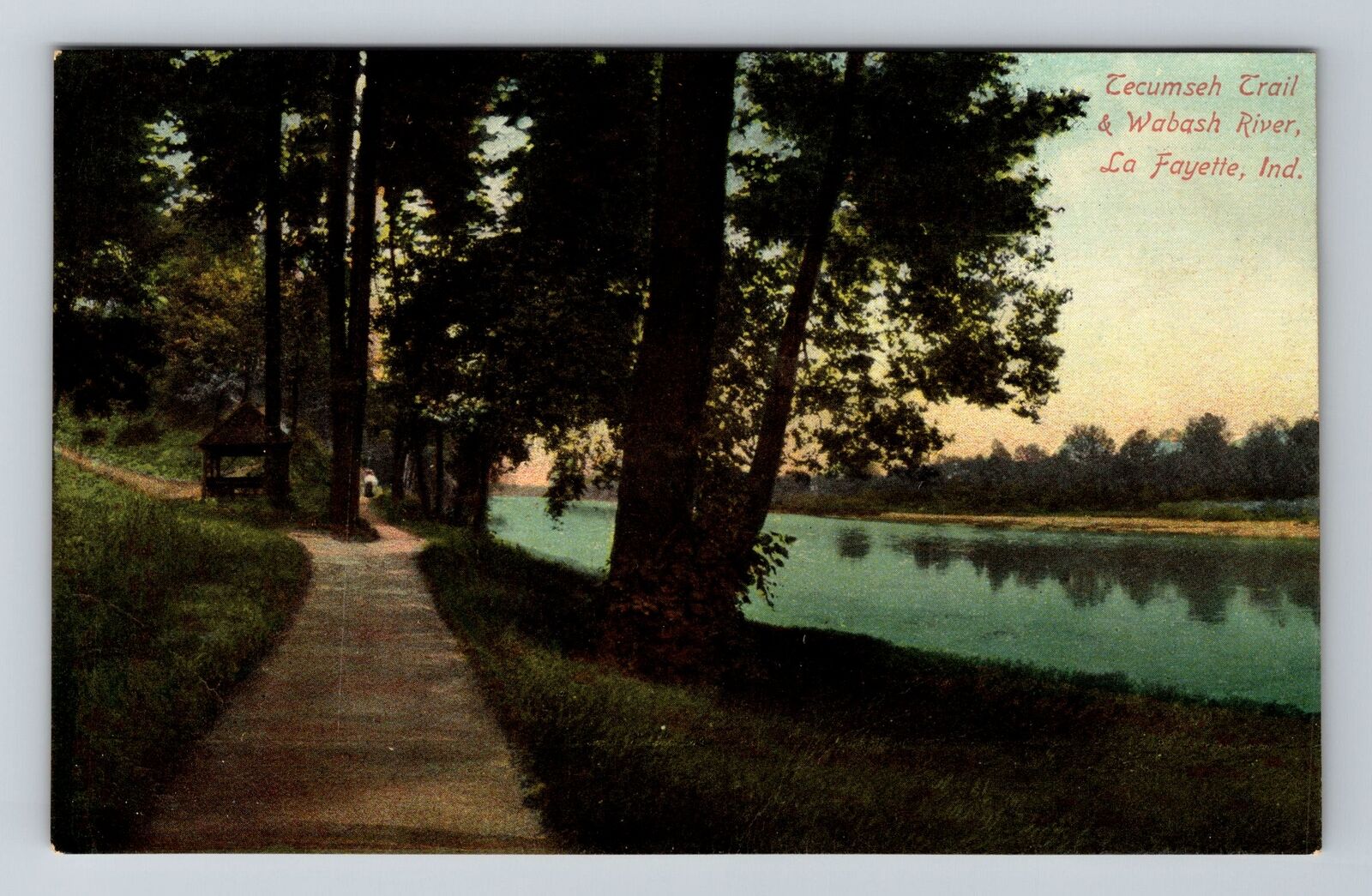 La Fayette IN-Indiana, Tecumseh Trail and Wabash River, Vintage Postcard