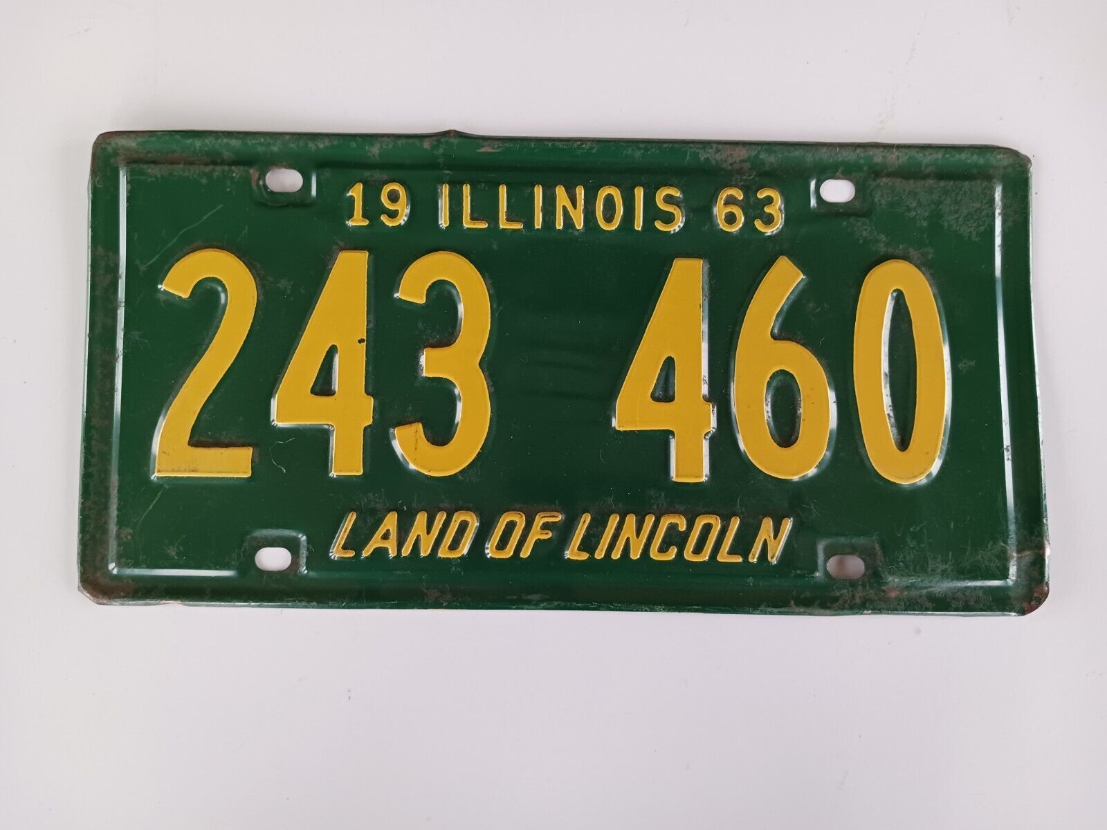 1963 Illinois IL License Plate 243 460 Land of Lincoln