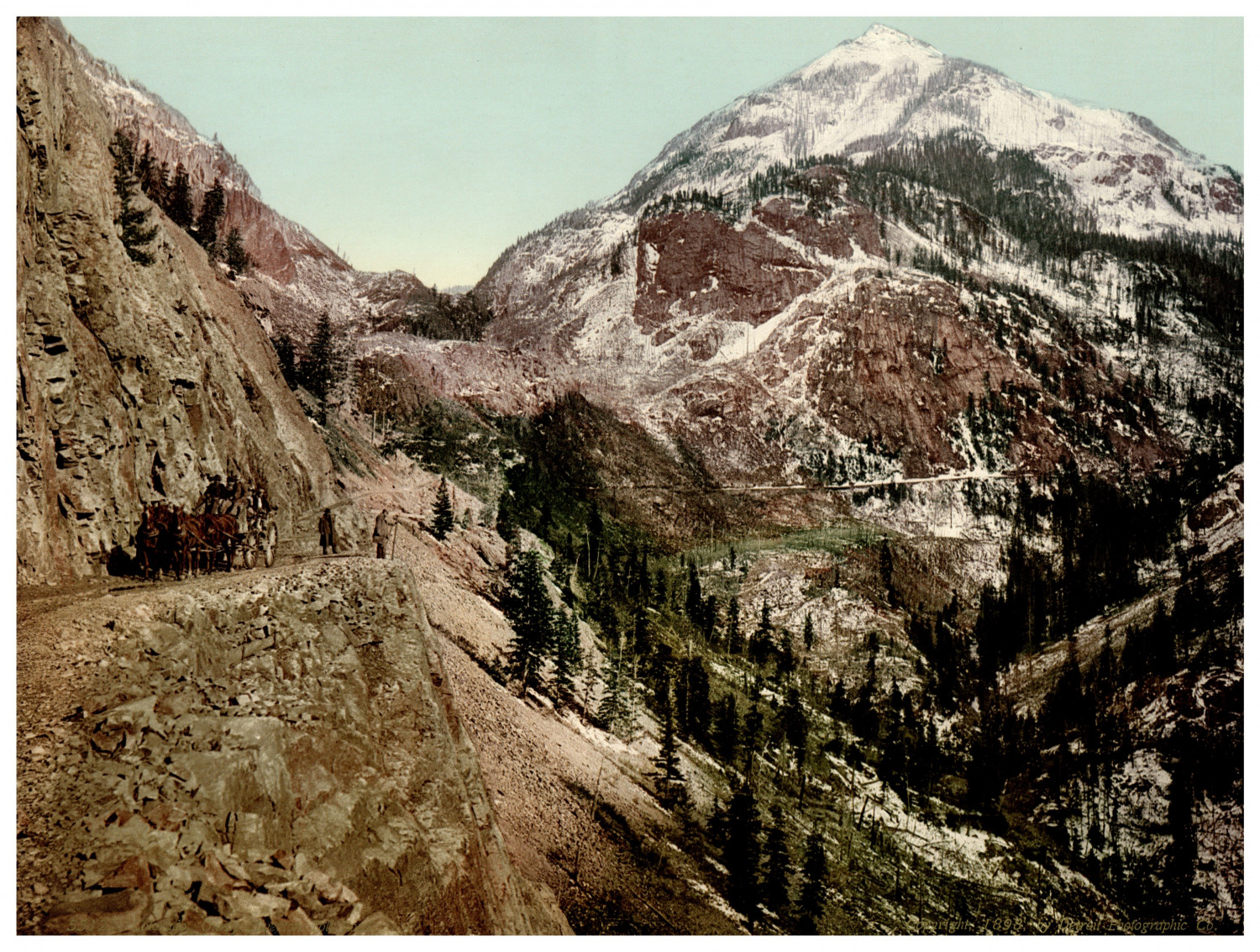 Colorado, Ouray-Silverton Stage Road. Mt. Vintage Abram Photochrome, Photochr