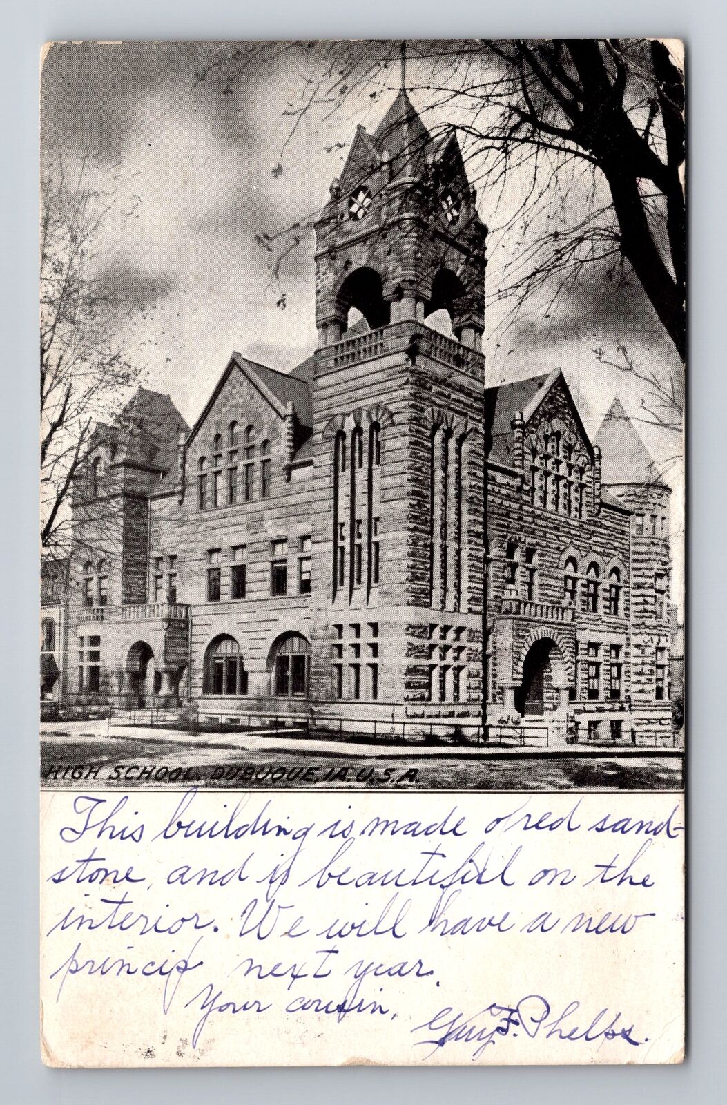 Dubuque IA-Iowa, High School, c1906 Antique Vintage Souvenir Postcard