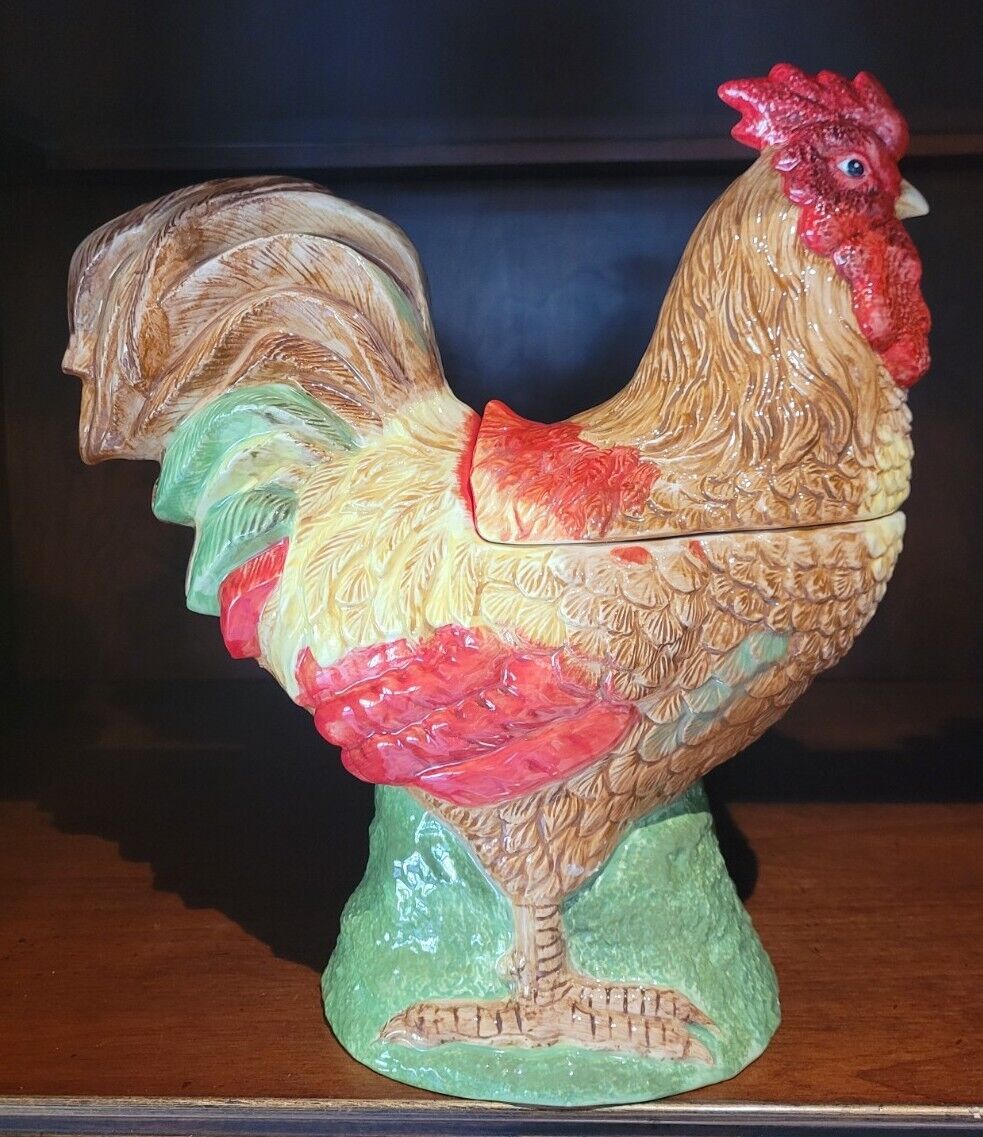 ONEIDA FAIRWEATHER FRIENDS LARGE ROOSTER COOKIE JAR CANISTER EXCELLENT CONDITION