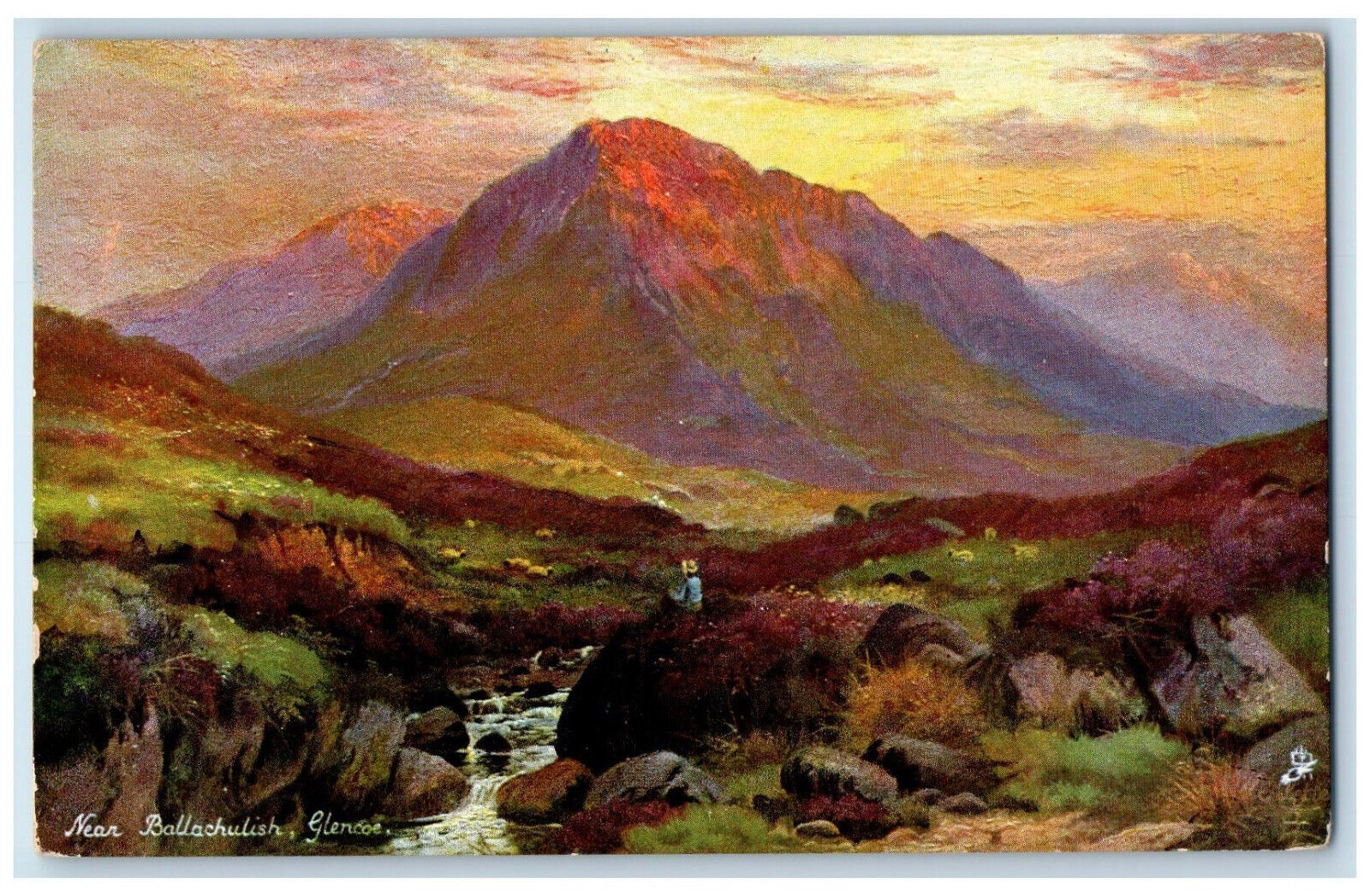 c1910 Mountain View Near Ballachulish Glencoe Scotland Oilette Tuck Art Postcard