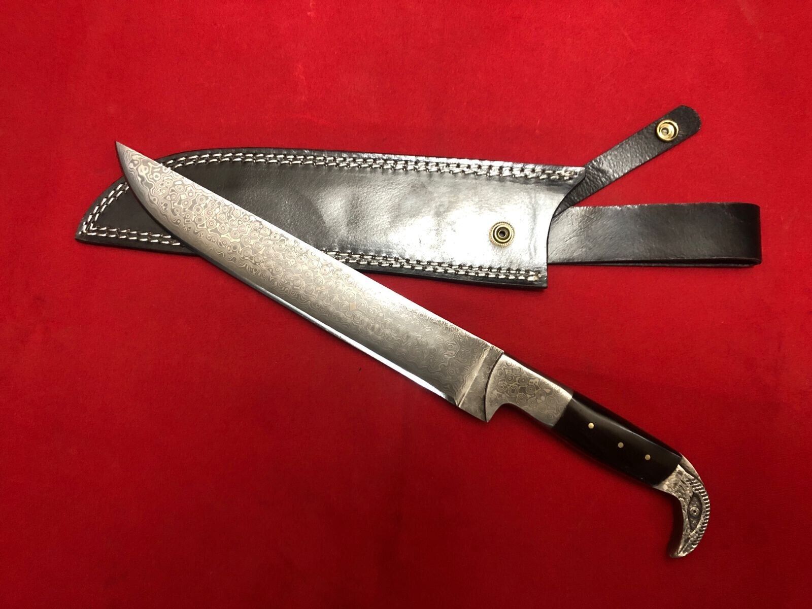 Handmade Damascus Steel Viking Raven Head Knife For Camping Hunting & Hiking