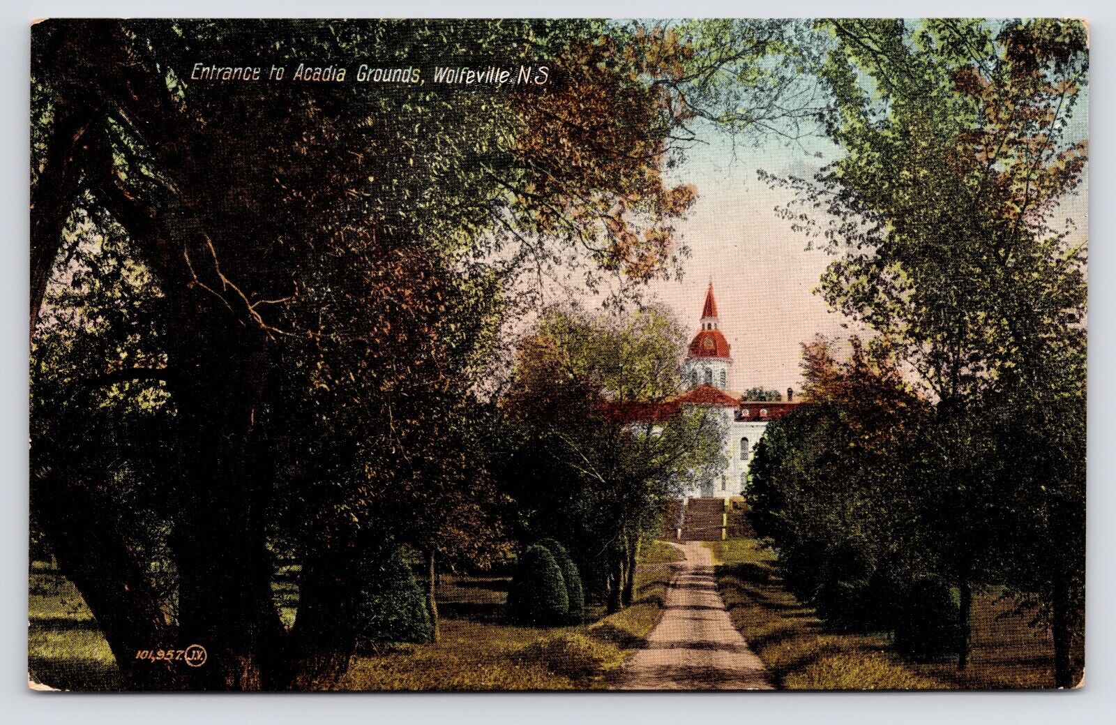 c1908~Entrance to Acadia Seminary Grounds~Wolfville Nova Scotia~Antique Postcard