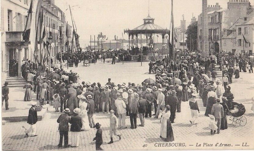 CPA 50 CHERBOURG Place d' Armes - Music Kiosk - Day of PARTY 1908 Animated
