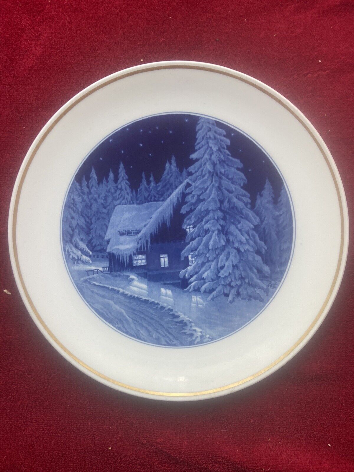 Meissen Wall Plate Winter  Made In Germany Blue And White