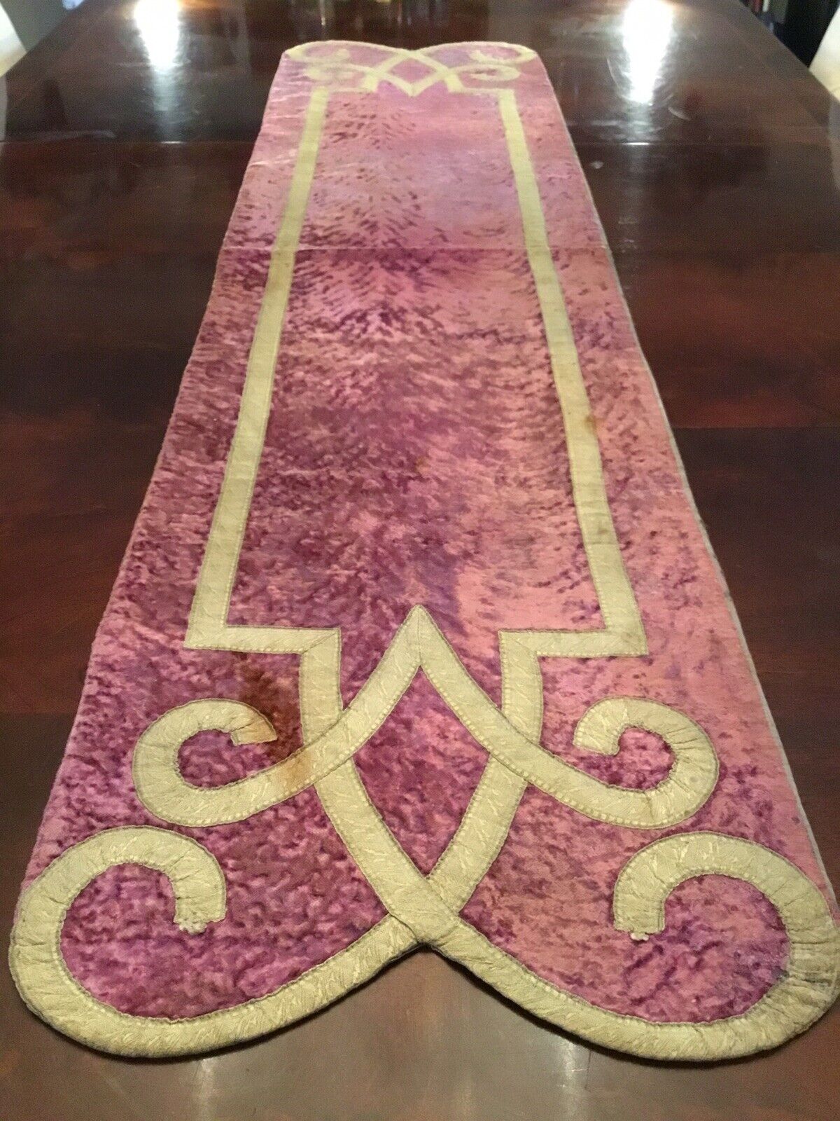 Antique Victorian Large Velvet Table Runner