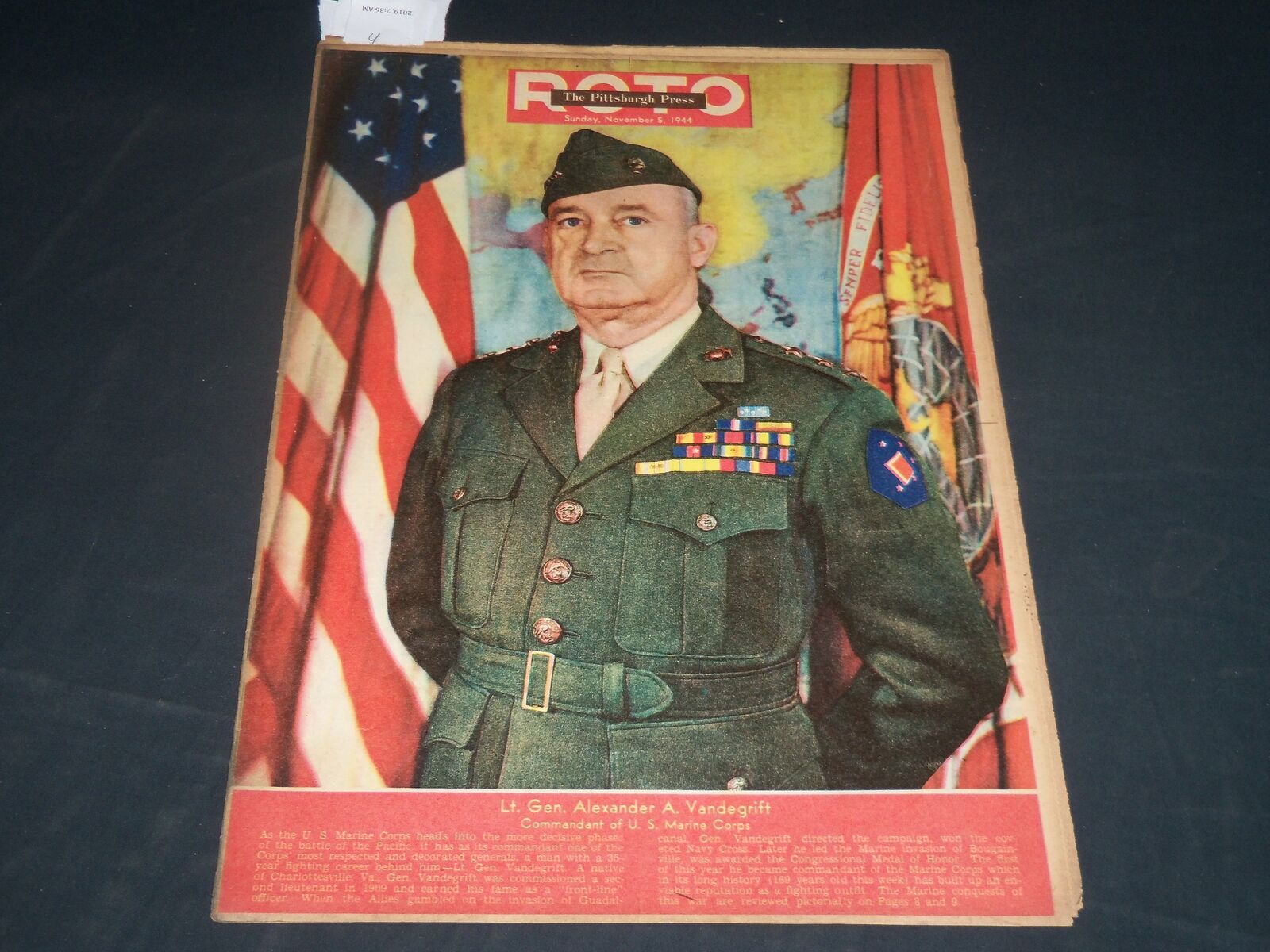 1944 NOV 5 THE PITTSBURGH PRESS SUNDAY ROTO SECTION - GEN. VANDEGRIFT - NP 4600