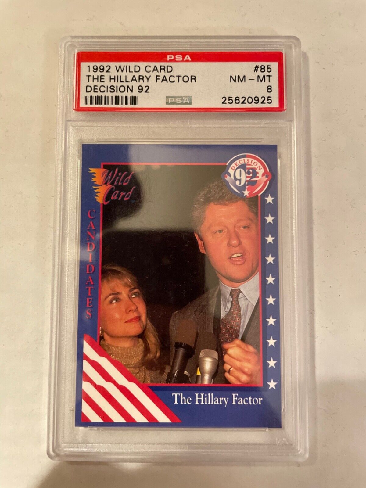 1992 Wild Card Decision '92 The Hillary Factor #85 Hillary Clinton Rookie Card