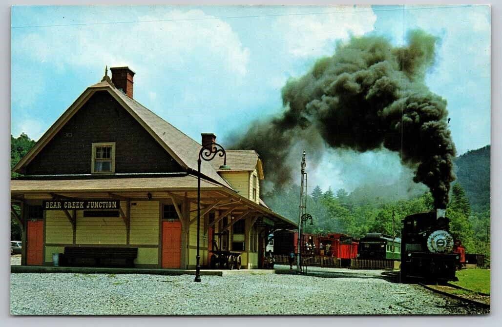 Old time Depot at Bear Creek Topton NC North Carolina Postcard Trains