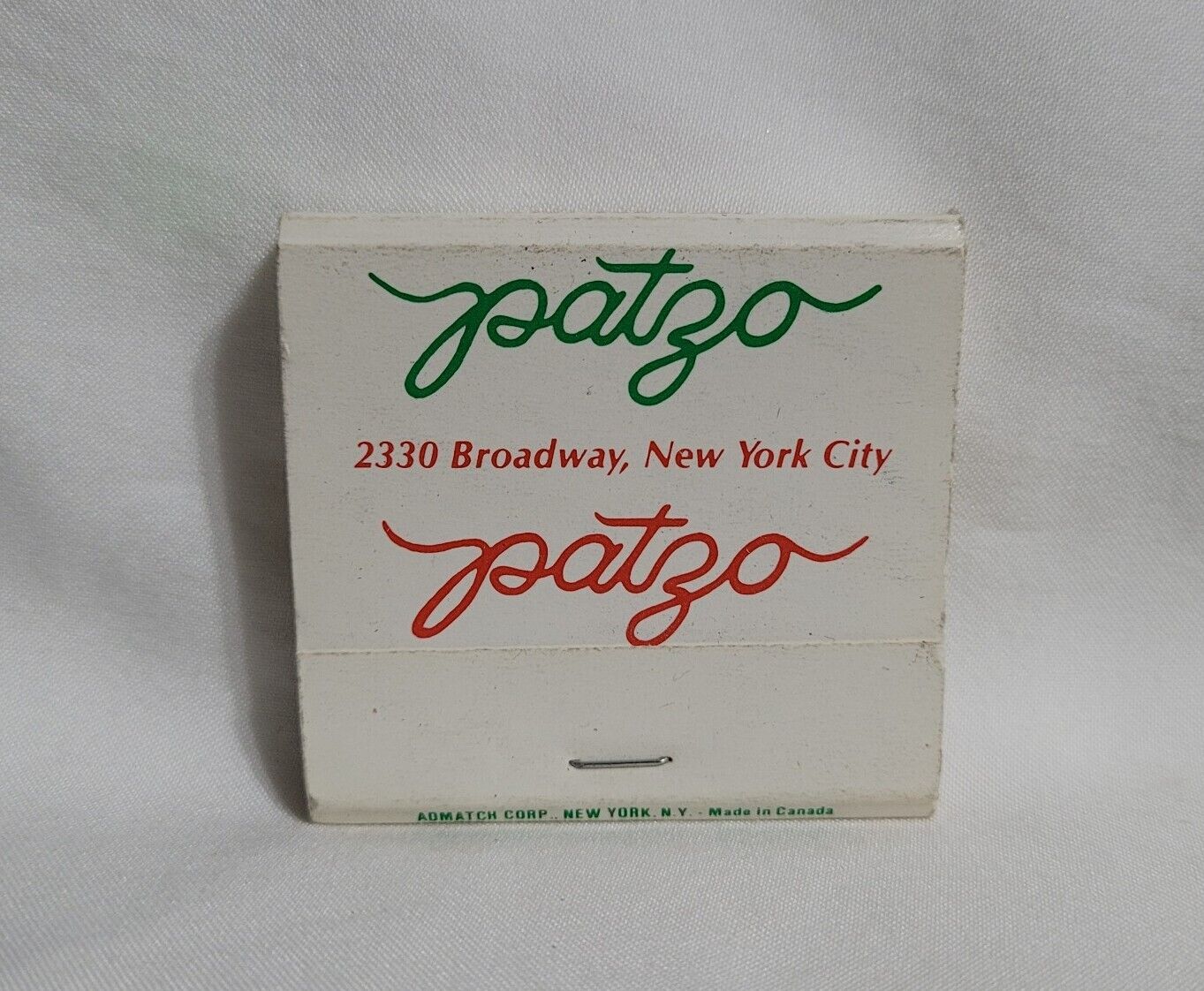 Vintage Patzo Italian Restaurant Matchbook New York City Advertising Full