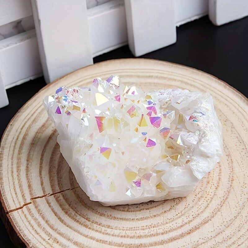 Angel Aura Quartz Cluster Rainbow Crystal Mineral Specimen Home Decoration