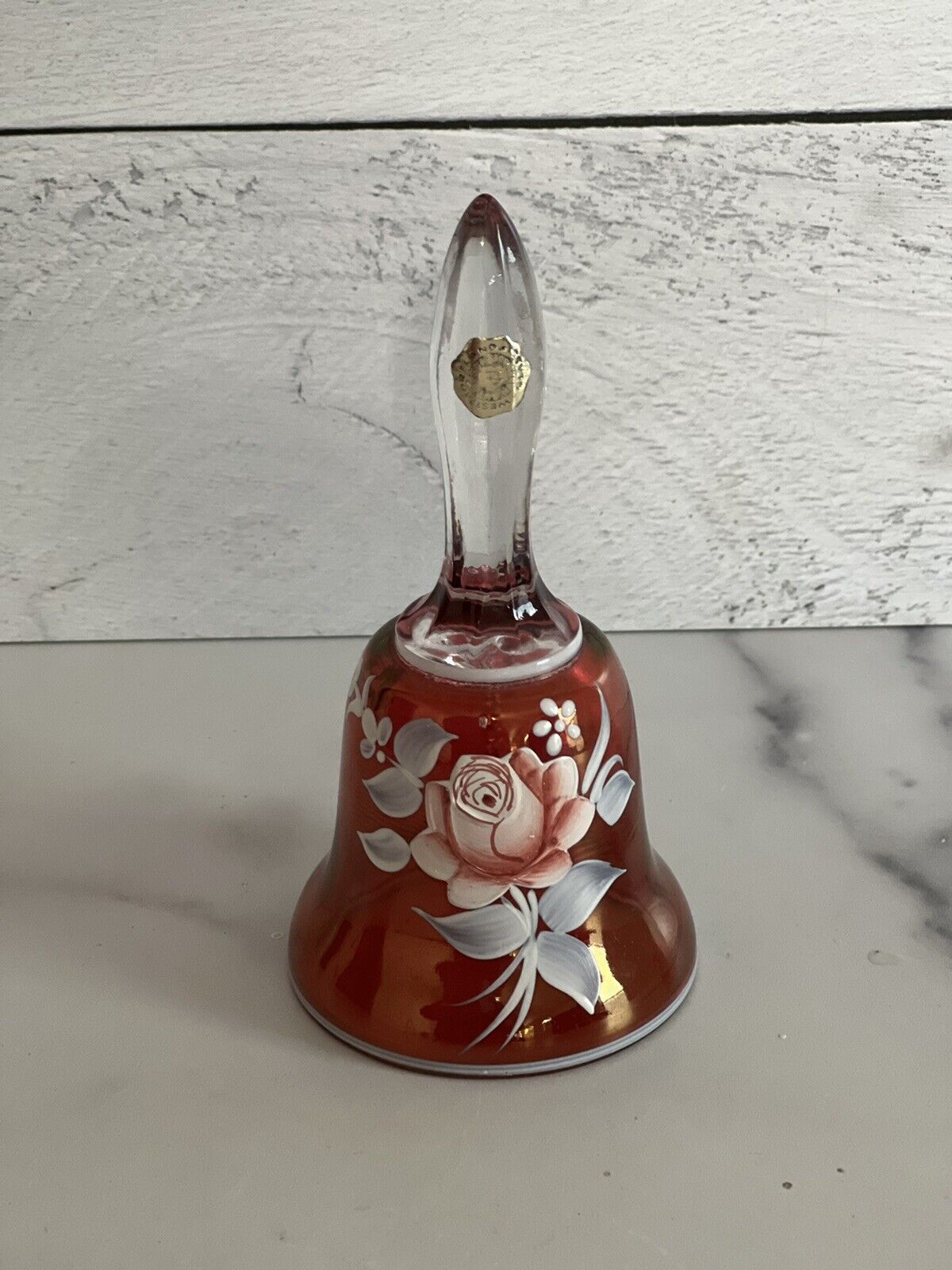 1977 Vintage Collectible Westmoreland Ruby Red Bell, Hand Painted by C. Peltier