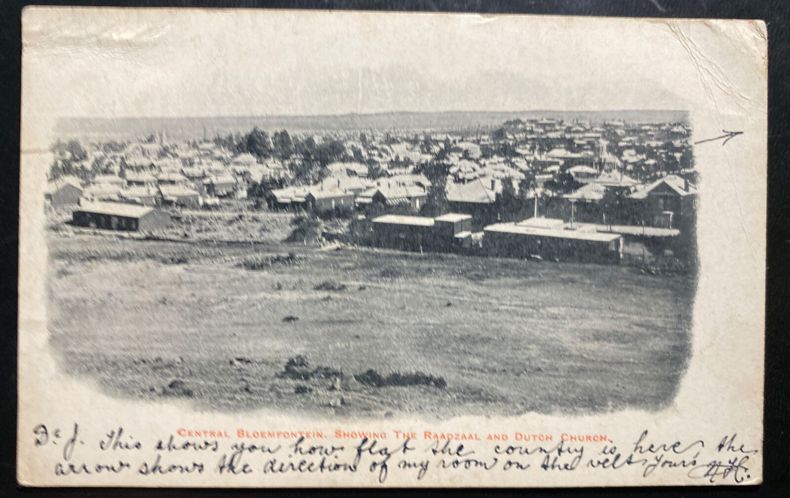 1900s Real Picture Postcard Cover Bloemfontein Orange River Colony Dutch Church