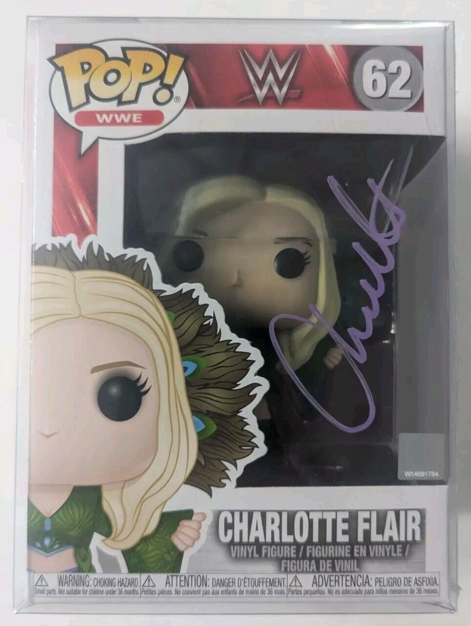 Funko POP WWE #62 Charlotte Flair Autographed COA Signed, Dark Parlor Originals