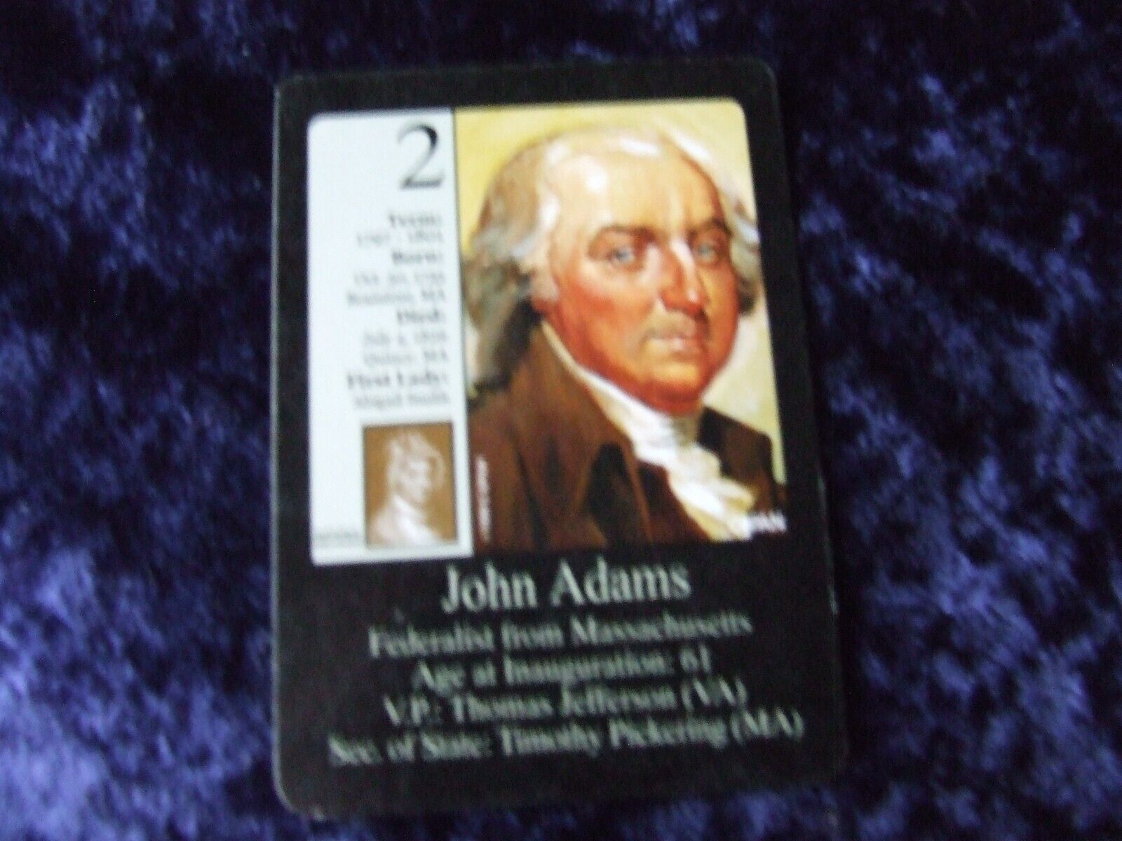 1992 President John Adams Little Debbie Presidential History Card