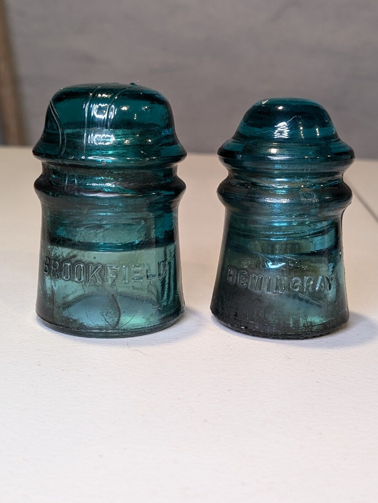 Vintage  1Railroad Glass Insulator Light Covers HEMINGRAY - BROOKFIELD 