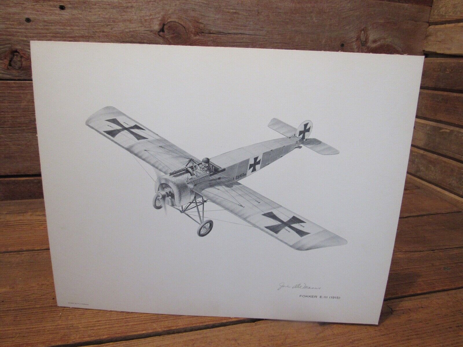 Vintage 1960's S.J. DeMarco Pencil Drawing Signed Aviation Airplane Print