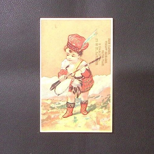 c1880 FISKES CURTAINS SILVER WARE LAWRENCE MILITARY VICTORIAN TRADE CARD P4419