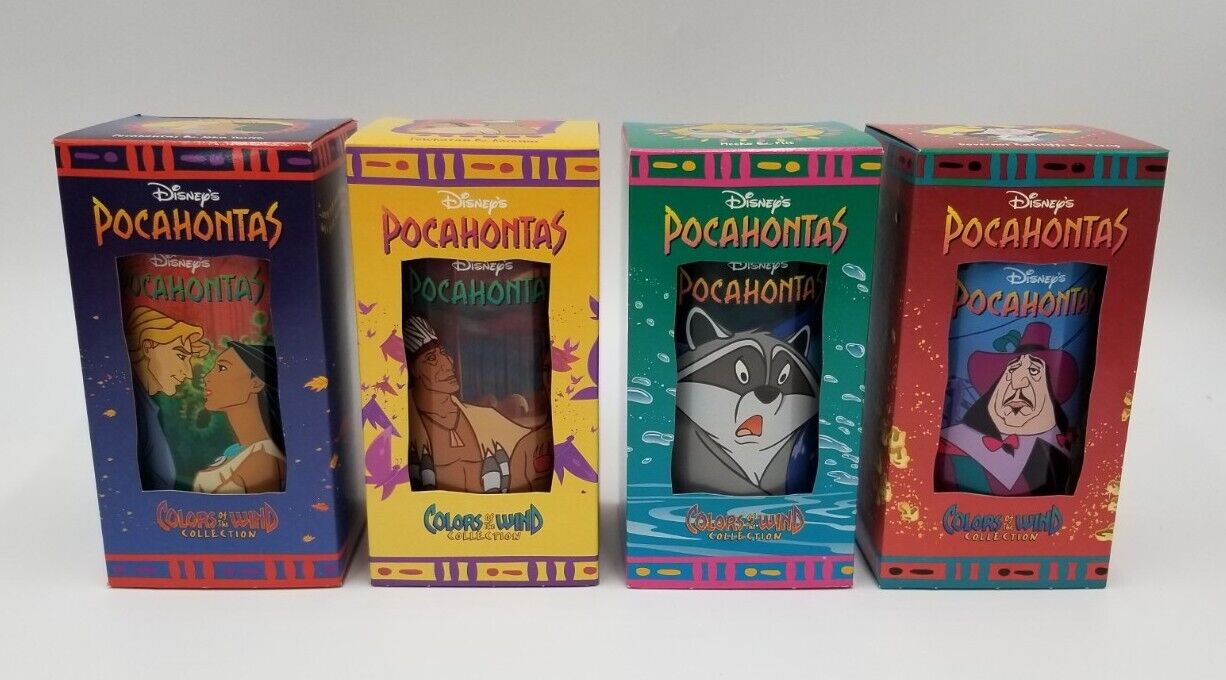 Set Of 4 Vintage Disney Burger King Pocahontas Colors Of The Wind Glasses 1994