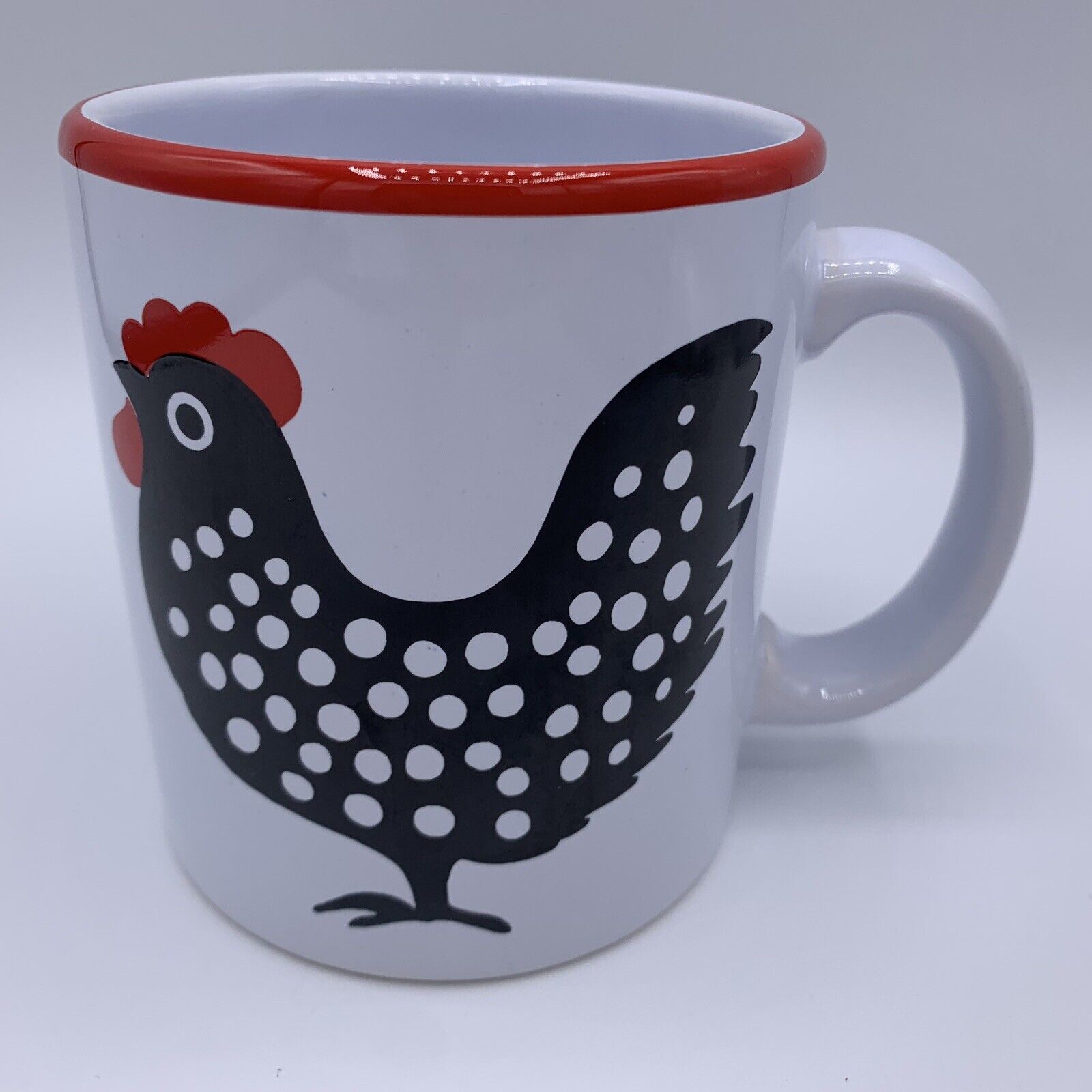 Vintage Waechtersbach Rooster/Chicken Farmhouse B&W Mug with Polka Dots