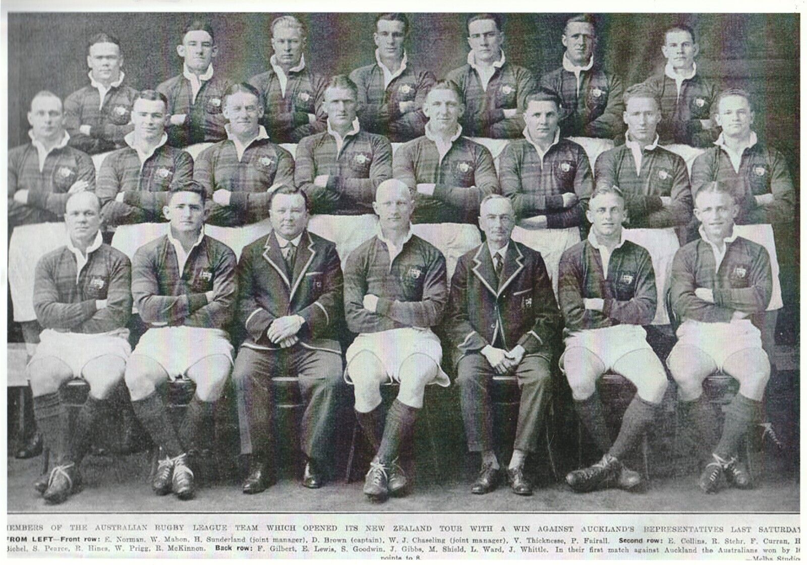 PHOTOGRAPH , SPORT , AUSTRALIAN RUGBY LEAGUE TEAM , 1935? , ALL PLAYERS NAMED