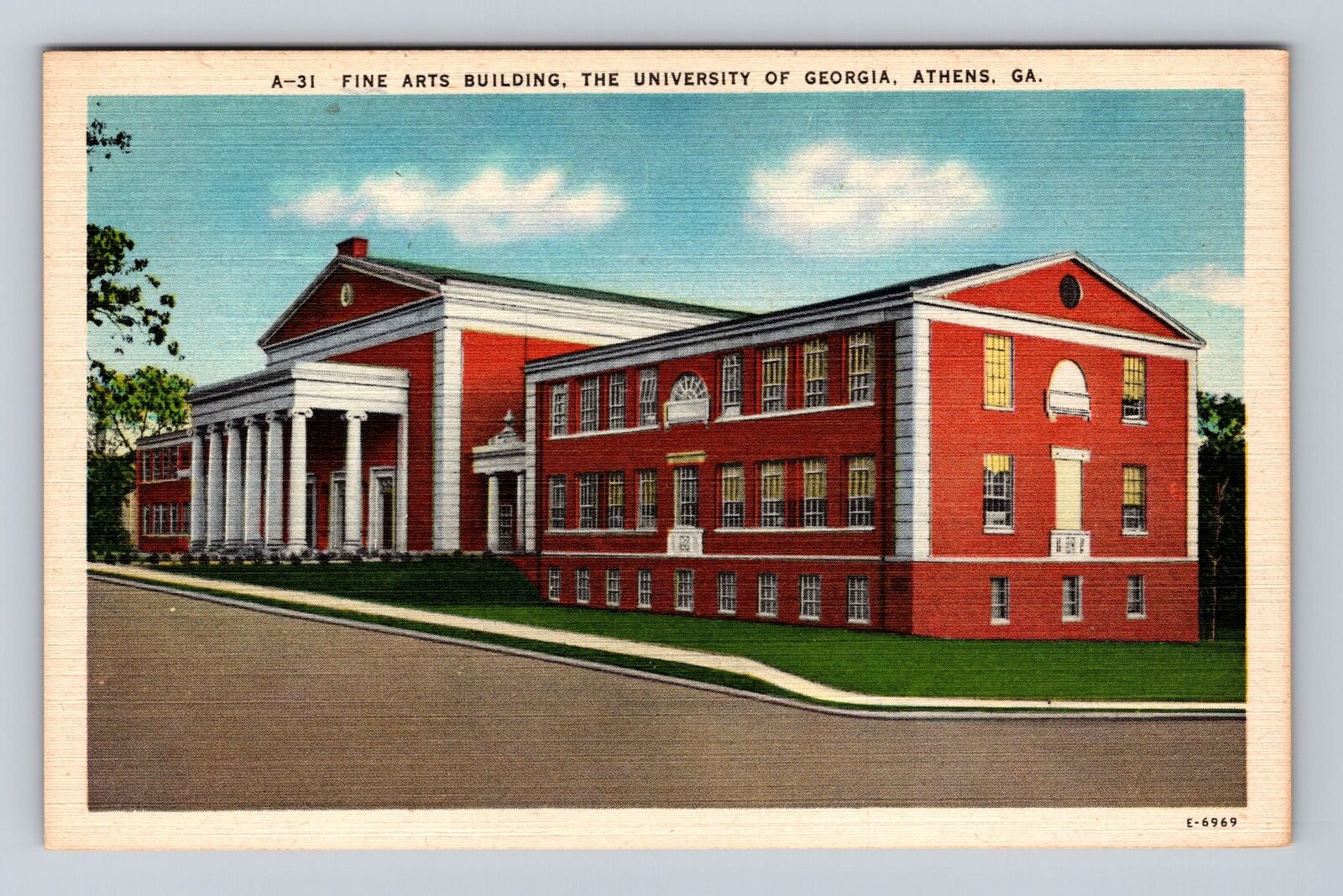 Athens GA- Georgia, Fine Arts Building, University, Antique, Vintage Postcard