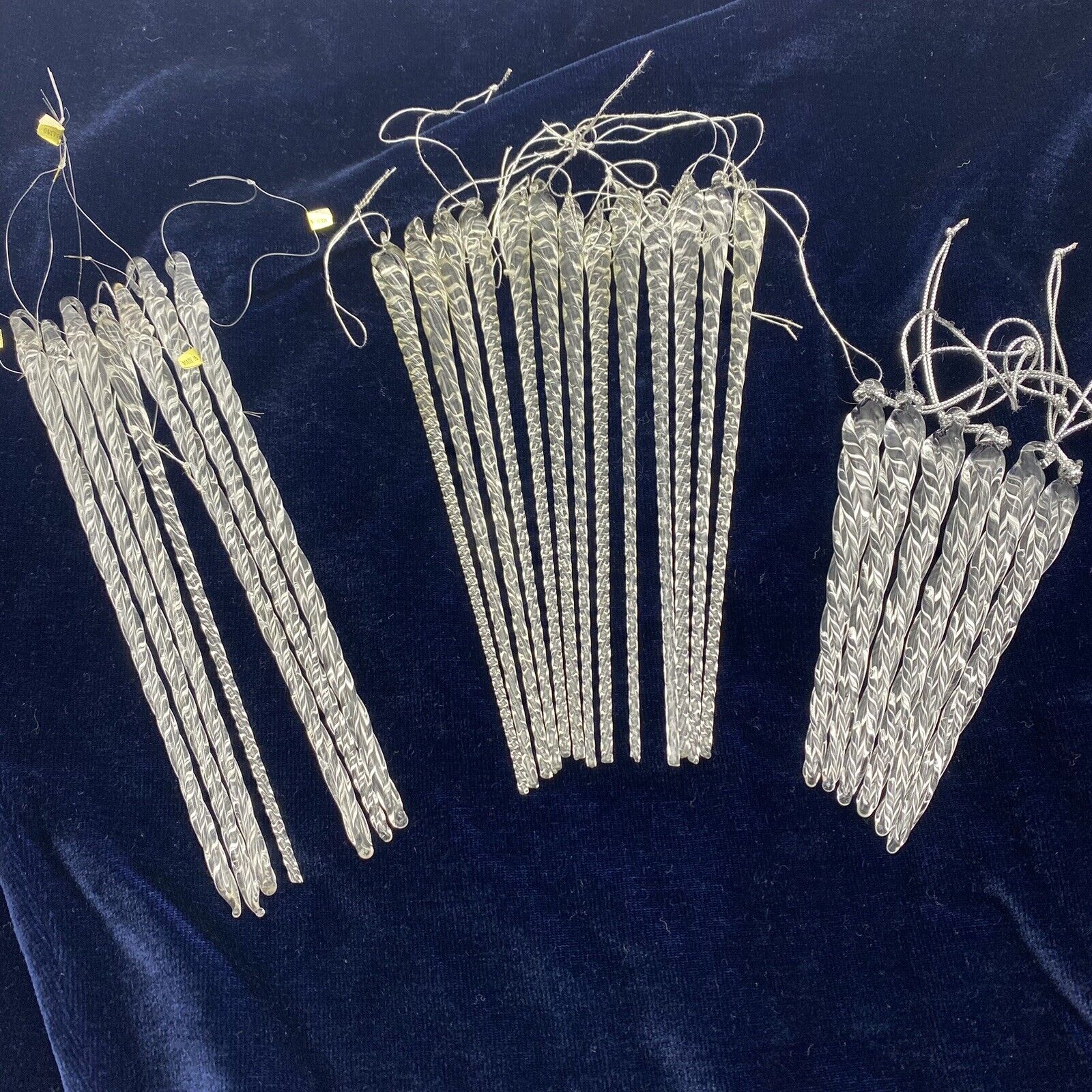 26 GLASS CHRISTMAS ICICLE ORNAMENTS TWIST W LOOP