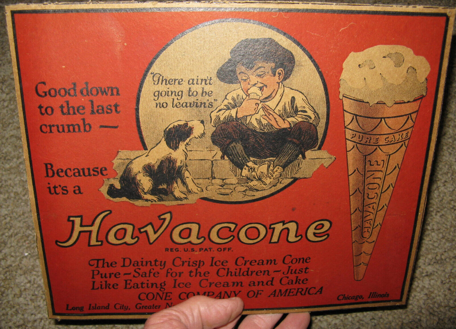 Antique Ice Cream Advertising Placard