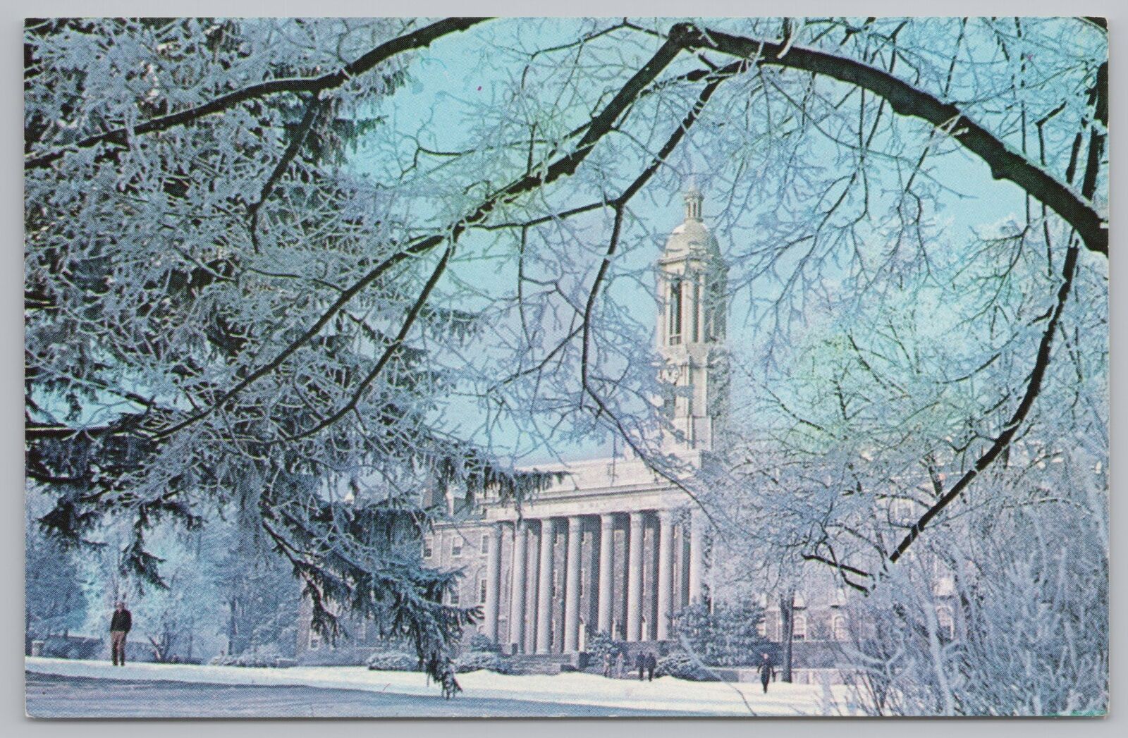 State View~Old Main~Snowfall~Pennsylvania College~Stately Tower 1986~Vintage PC