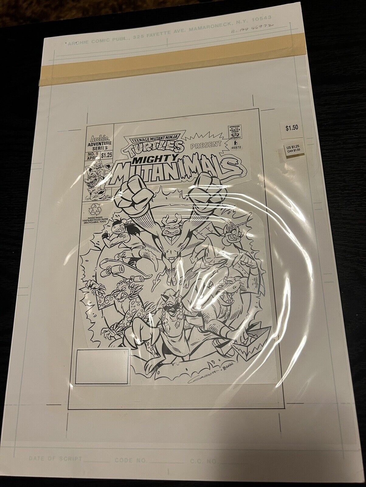 Archie Teenage Mutant Ninja Turtles Mighty Mutanimals Production Cover Pasteup