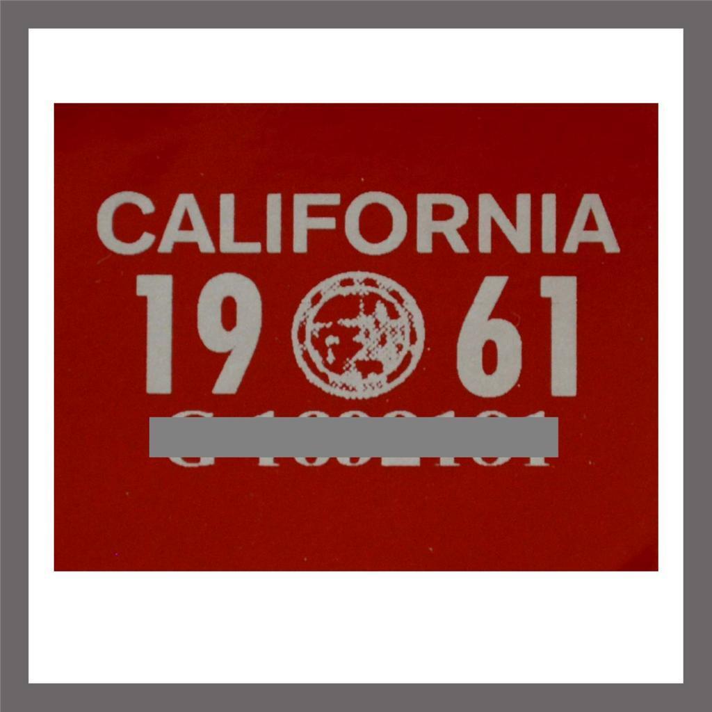 1961 California YOM DMV Car Truck Trailer License Plate Sticker / Tag CA 1956/61