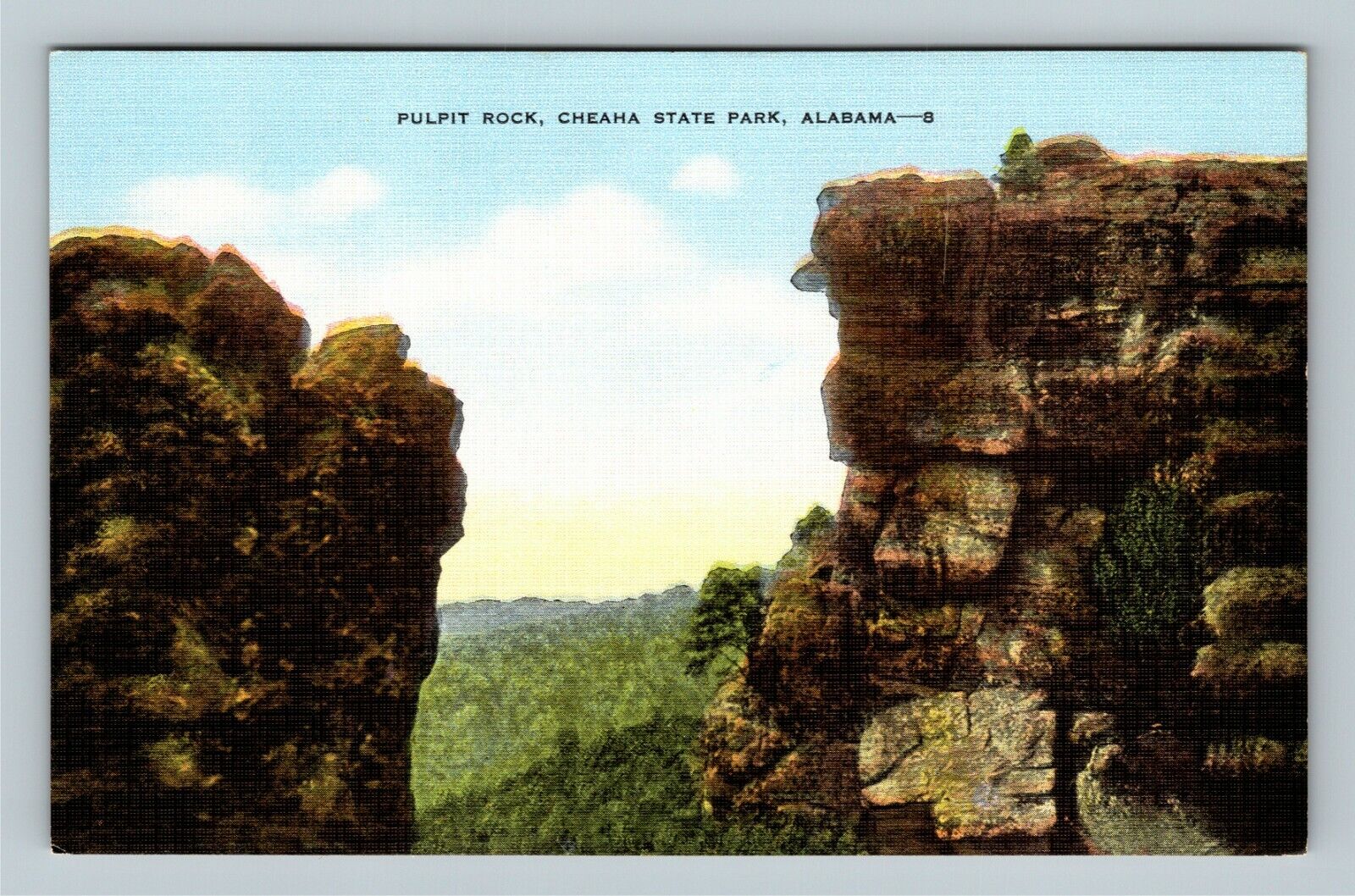 Cheaha State Park AL, Pulpit Rock, Alabama Vintage Postcard