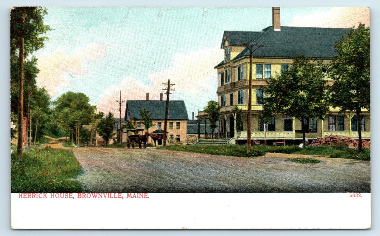 Postcard Herrick House, Brownville ME Maine 1905 J96