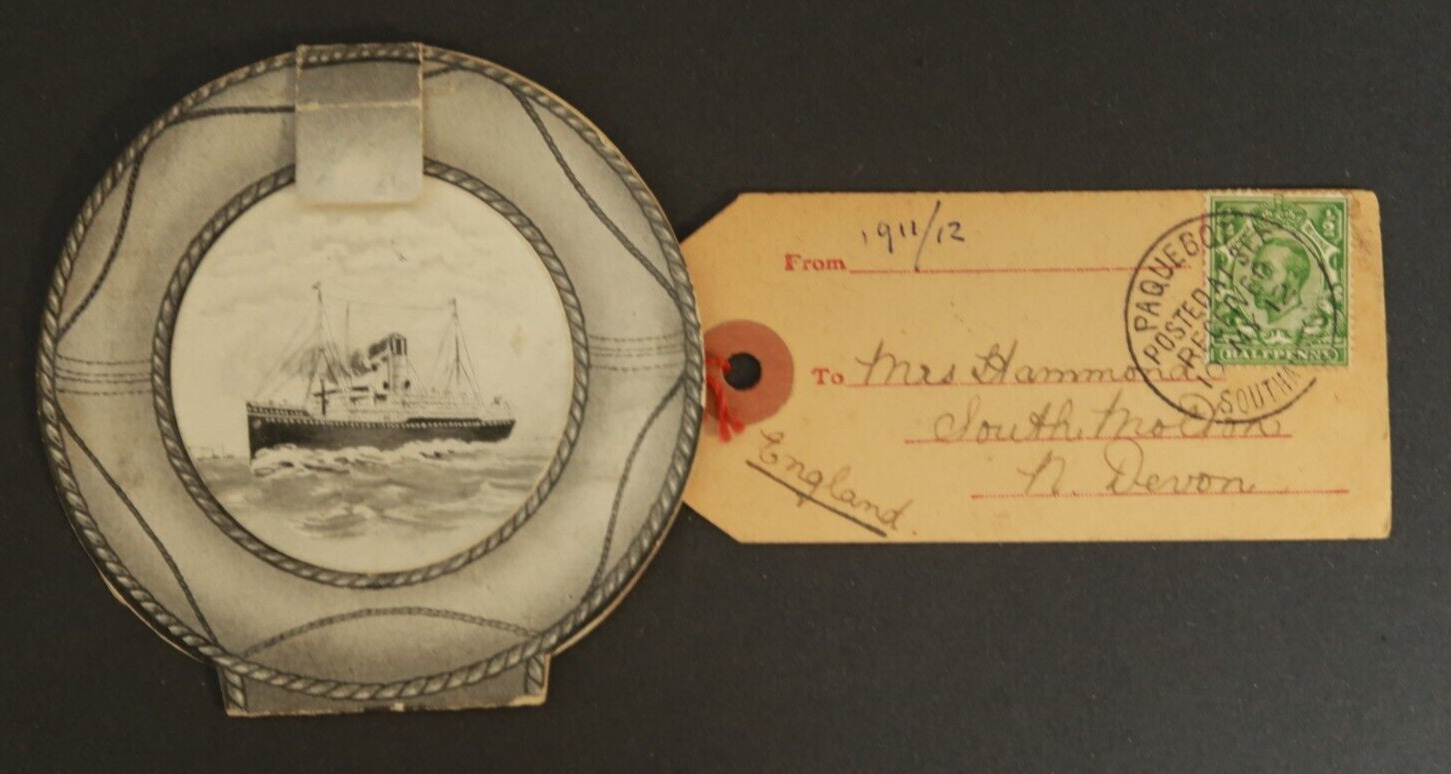1912 Souvenir of RMS Tainui Shaw Savill Albion Line Ship Postcard Disc w/Photos