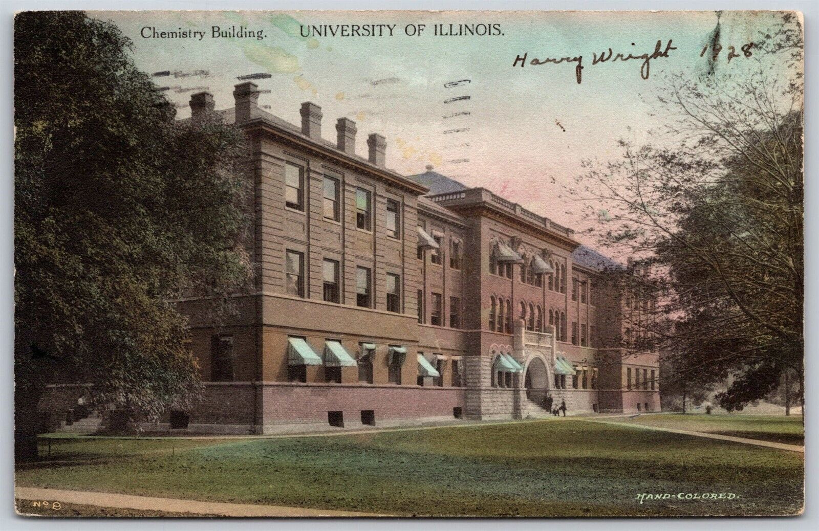 Postcard Chemistry Building, University of IL hand-colored 1928 B172