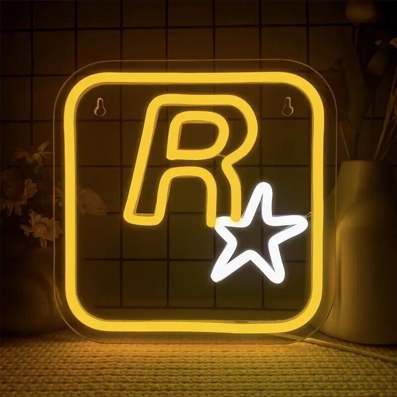 Rockstar Games Logo Led Neon Sign Light Gta6 Grand Theft Auto