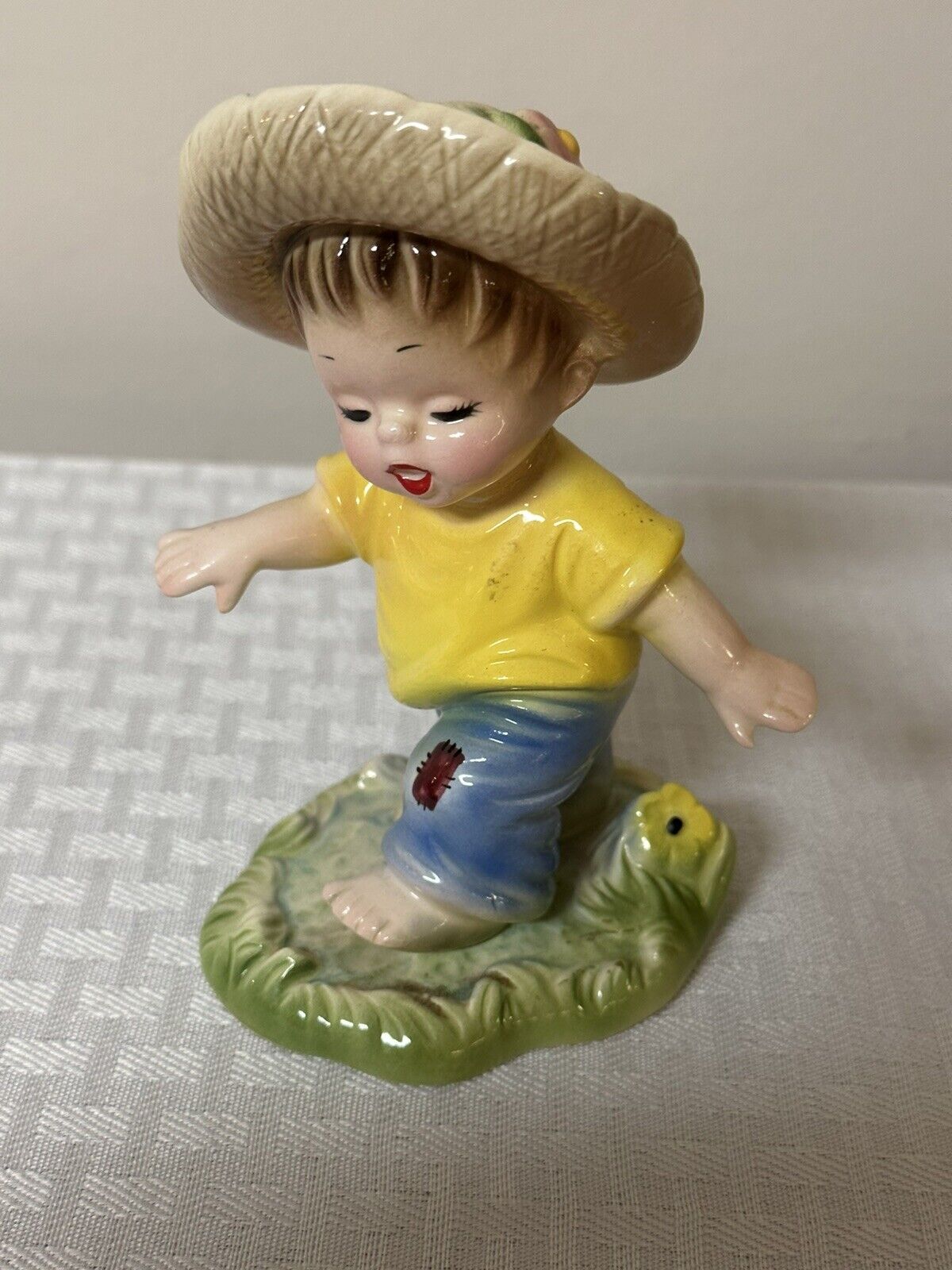 Vintage Josef Originals Boy Hat Puddle Figurine Happiness Is 1960s
