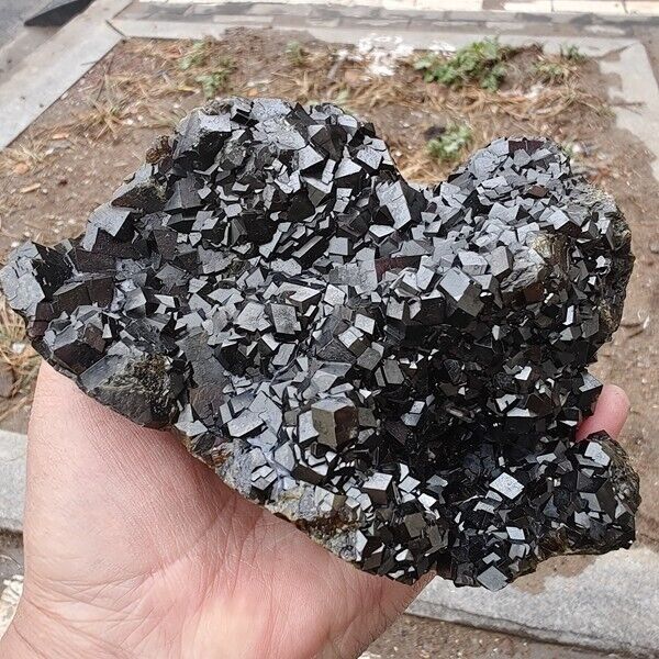 1510g Natural Black Garnet Specimens Quartz Crystal cluster Original Stone