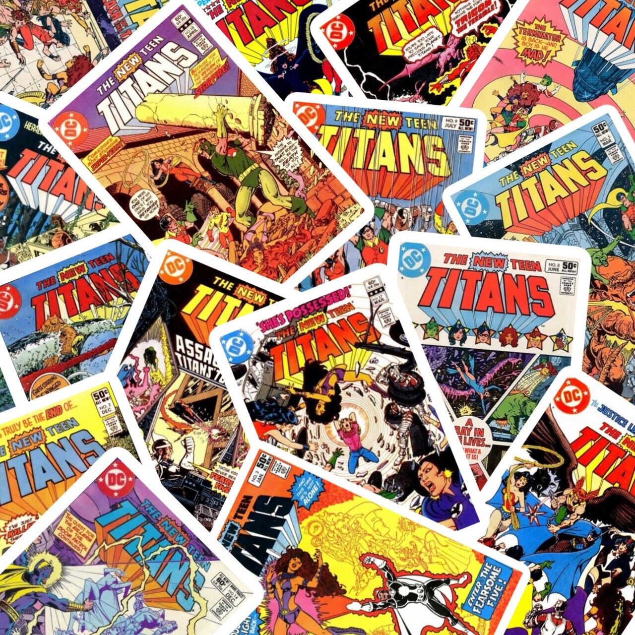 The New Teen Titans Comic Book STICKER set 40 Comic Book Sticker Set