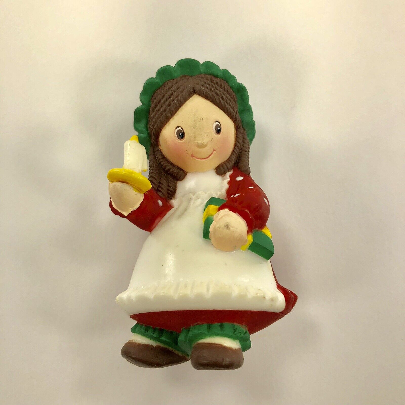 Vtg 1982 Little Girl Holding Candle Ornament American Greetings Plastic