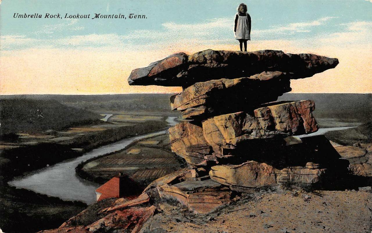 LOOKOUT MOUNTAIN, Tennessee~TN  LITTLE GIRL Atop UMBRELLA ROCK  c1910's Postcard