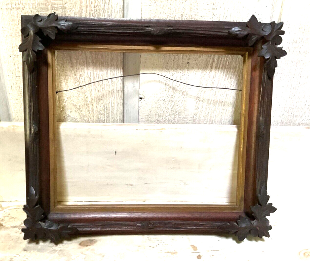 Antique  carved Adirondack Picture Frame Carved w/glass - fits 8\