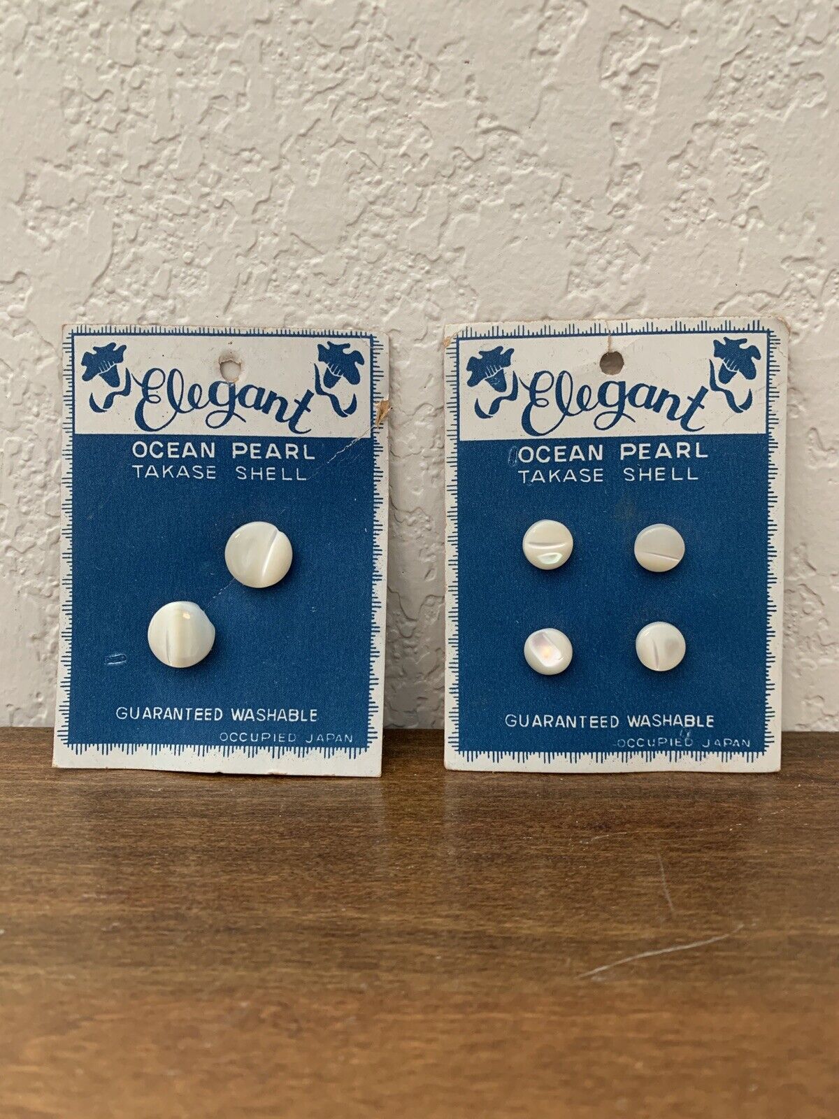 Elegant Ocean Pearl Takase shell buttons on original cards