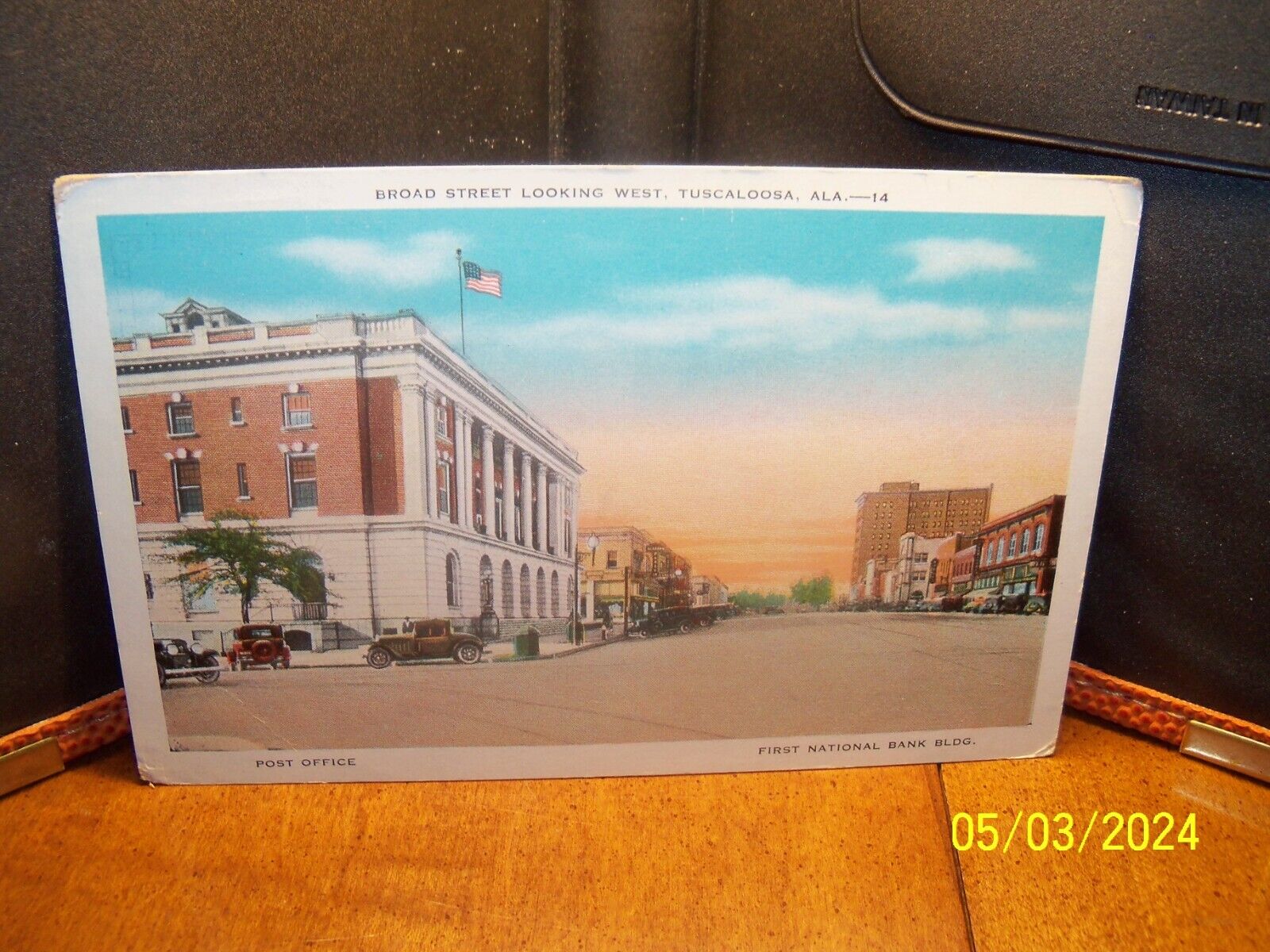 1930s Broad St looking West Post Office 1st National Bank Tuscaloosa AL Alabama