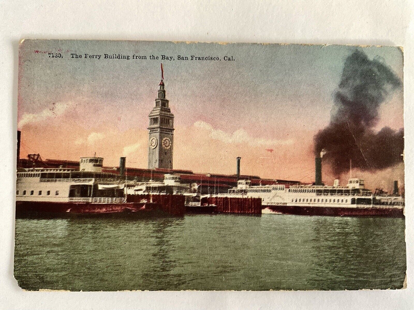 San Francisco California~1914~Ferry Building from the Bay~steamships~ferries~CA