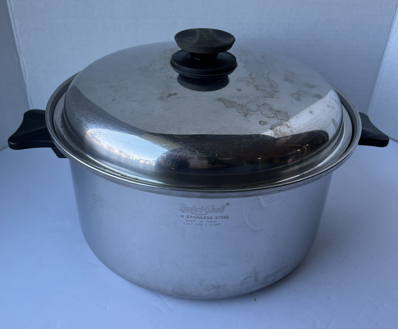Nutri-Seal 18-8 3 Ply Stainless Steel Stock Pot 6 QT Made In USA Broken Handle