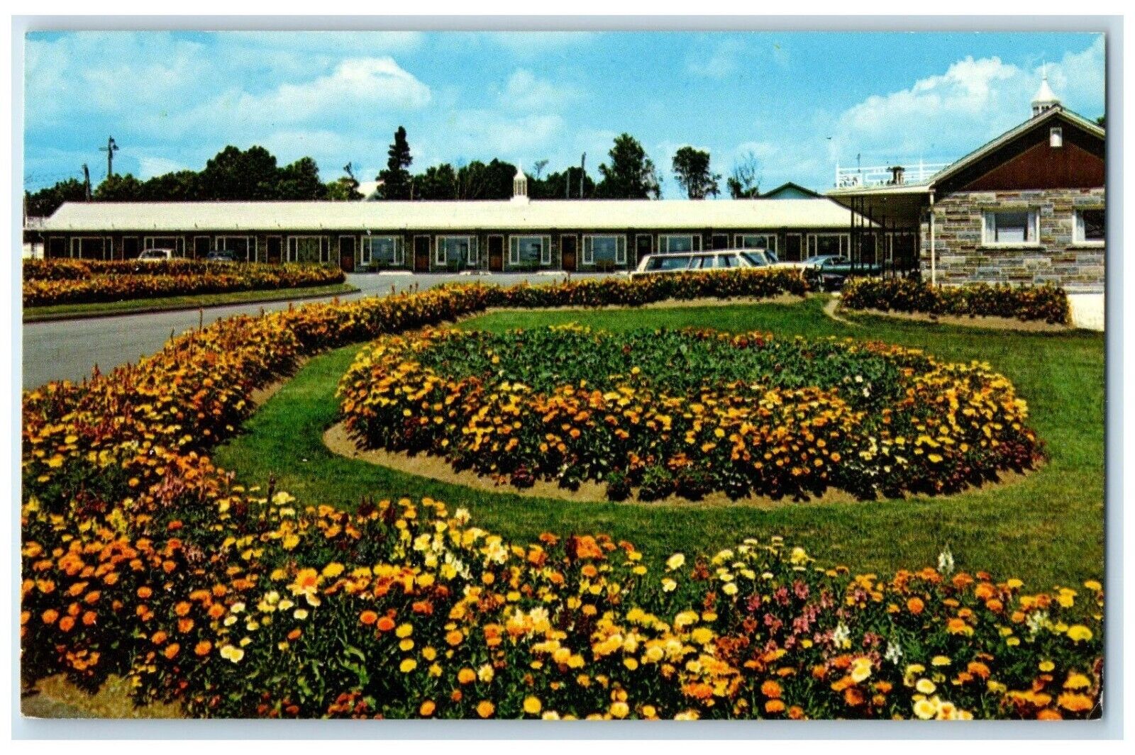 1969 White House Lodge Motor Hotel New Brunswick Canada, Flowers Posted Postcard