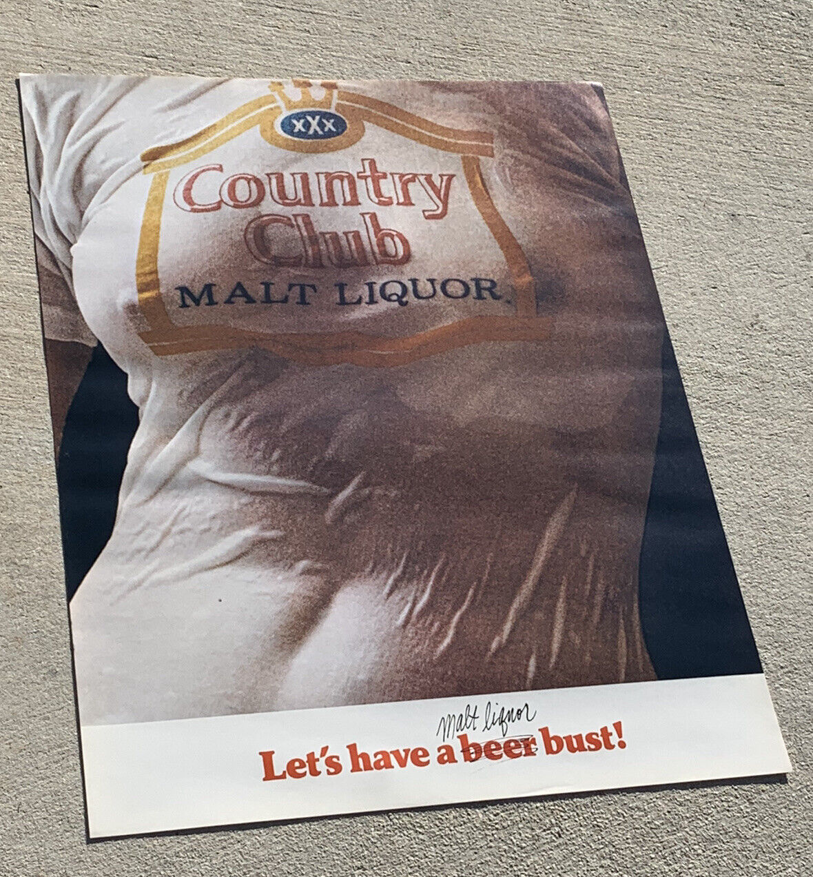 1975 Country club￼ Beer Wet T-Shirt Poster, Goetz by pearl - Original NOS￼