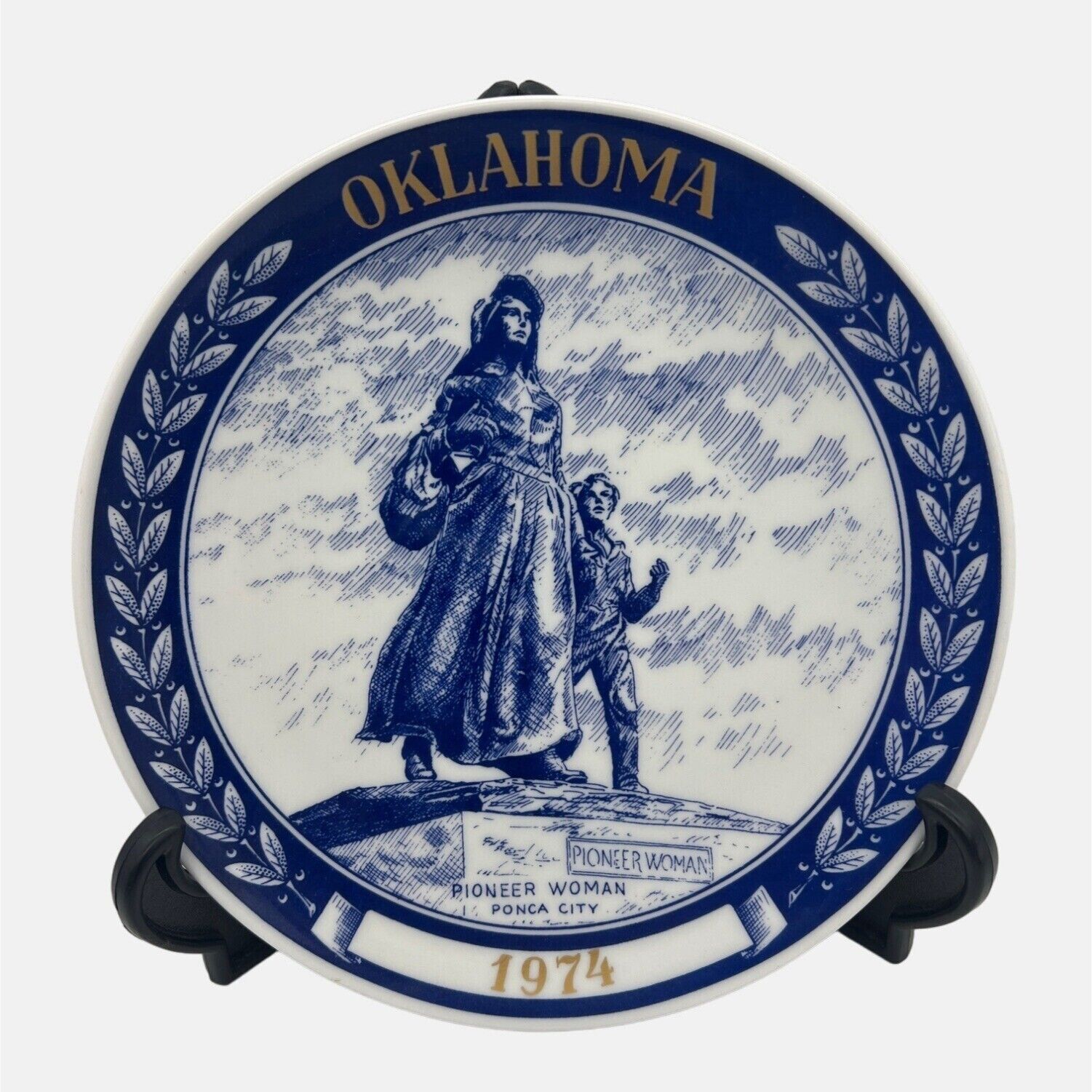 1974 Oklahoma Collectible Plate Pioneer Woman Ponca City Chateau by Kesa 7.5\